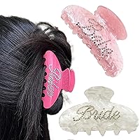 Custom Name Hair Claw Clip for Woman Girl, Custom Name Banana Clips, Personalized Rhinestone Letter Claws Hair Clamps for Thin Thick Hair, Valentines Day Gifts for Women 4'' (Shell Pink)