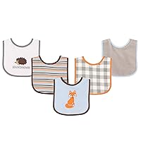 Luvable Friends Unisex Baby Cotton Terry Drooler Bibs with PEVA Back, Fox, One Size