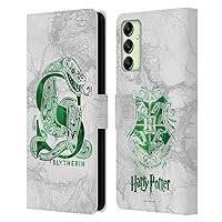 Head Case Designs Officially Licensed Harry Potter Slytherin Aguamenti Deathly Hallows IX Leather Book Wallet Case Cover Compatible with Samsung Galaxy A14 / 5G