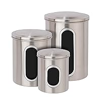 3-Piece Metal Nested Canister Storage Set, Steel,Silver