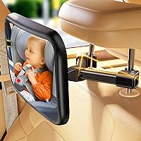 Baby Car Mirror for Baby Never Shake Baby Mirror for Car Seat Mirror Rear Facing Hook Clip Design Easy Install Back Seat Mirror for Baby Crystal Clear View ShatterProof
