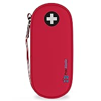PracMedic Bags EpiPen Carry Case- Insulated Compact Epi Pens Carrying Case holds 2 Epipens or Auvi-Q, Inhaler, Antihistamine Meds for Immediate Access to Allergy Medications During Emergencies (Red)