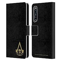Head Case Designs Officially Licensed Assassin's Creed Gold Black Flag Logos Leather Book Wallet Case Cover Compatible with Sony Xperia 5 IV