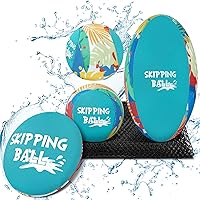 4 Pack Water Skip Ball for Beach Toys, Splash Water Bouncing Ball Beach Ball with Mesh Bag, Pool Balls for Swimming Pool Beach River Lake