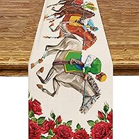 Derby Table Runner Kentucky Horse Race Party Decorations 72×13inch Horse Racing Run for The Roses Table Runner Decor for Home Dining Room Kitchen Table Decoration