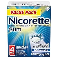 4mg Nicotine Gum to Quit Smoking - White Ice Mint Flavored Stop Smoking Aid, 160 Count