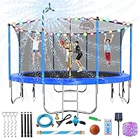 Upgraded 16FT 15FT 14FT 12FT Trampoline for Kids and Adults, Large Outdoor Trampoline with Enclosure, Backyard Trampoline with Basketball Hoop and Net, Capacity for 4-6 Kids and Adults