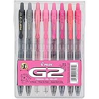 Pilot, G2 Premium Gel Roller Pens, 8 Pack Pouch, Fine Point 0.7 mm, Assorted Pink, Positivity Pack
