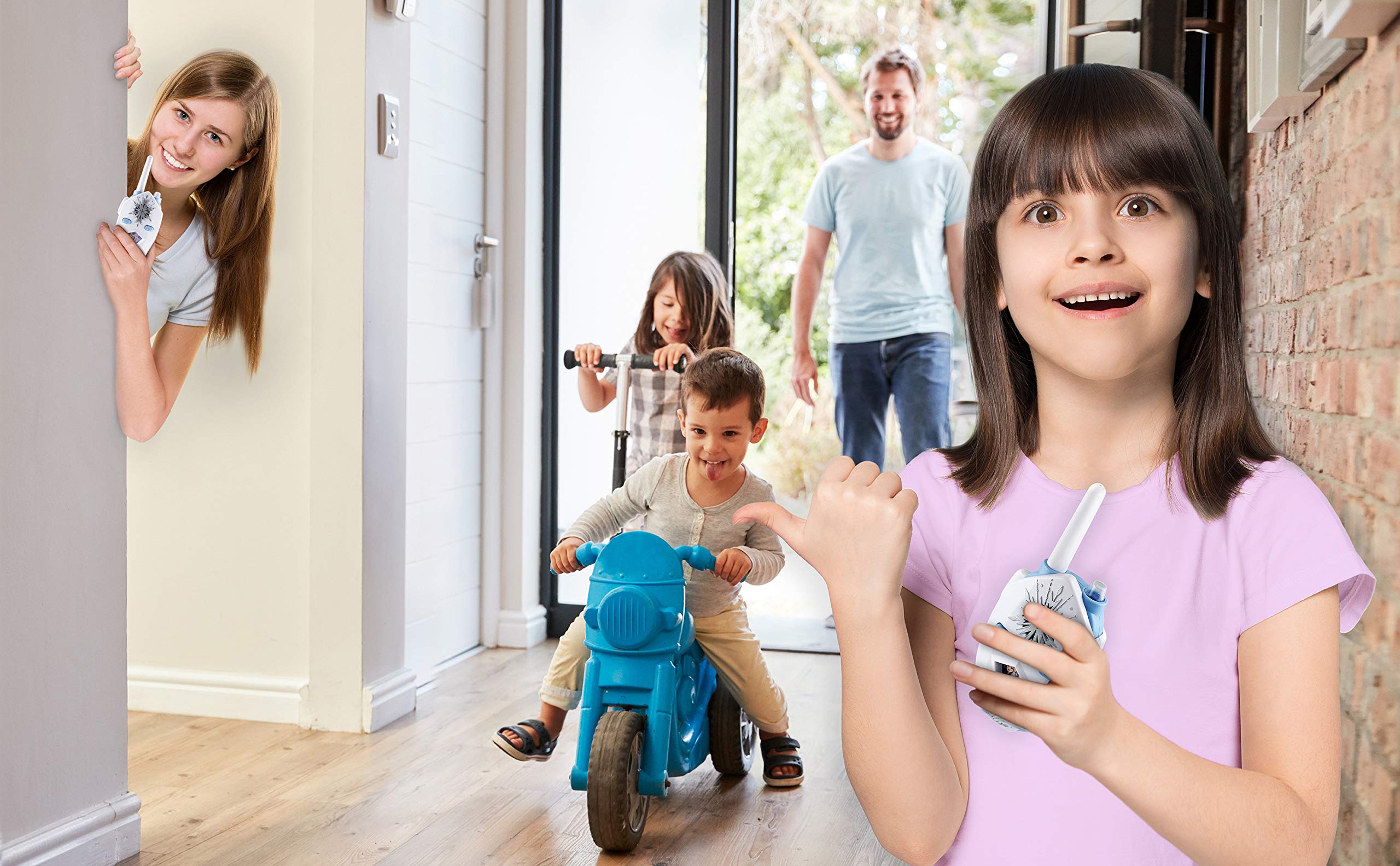 eKids Frozen 2 Walkie Talkies for Kids, 2 Way Radio Long Range with Flashing Lights & Sound Effects, Handheld Kids Walkie Talkies, Girls Kids Toys, Outdoor Indoor Adventure Game Play