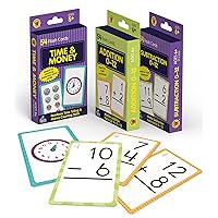 Carson Dellosa 158 Phonics and Math Flash Cards for Kids Ages 6+, 3-Pack of Sight Words Flash Cards, Addition Flash Cards, Time and Money Number Flash Cards for 1st Grade, 2nd Grade, and 3rd Grade