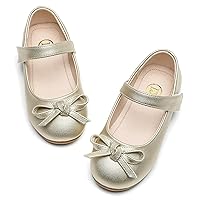 kkdom Girl's Dress Shoes Cute Bow Mary Jane Ballet Flats School Shoes for Toddler/Little Kid/Big Kid