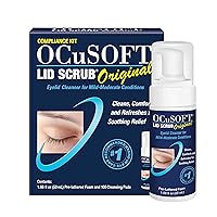 Lid Scrub Original Compliance Kit - Instant Foaming Eyelid Scrub & Lint-Free Wipes - Daily Eyelid Kit to Remove Oil, Dust, Pollen & Eye Makeup - 1.68 fl oz & 100 Dry Pads
