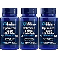 Life Extension Optimized Folate 1700 mcg DFE, 100 vegetarian tablets (Pack of 3)