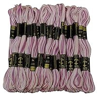 Anchor Dual Shade Stranded Cotton Cross Stitch Hand Embroidery Thread Floss 25 Skeins-Lavender & White