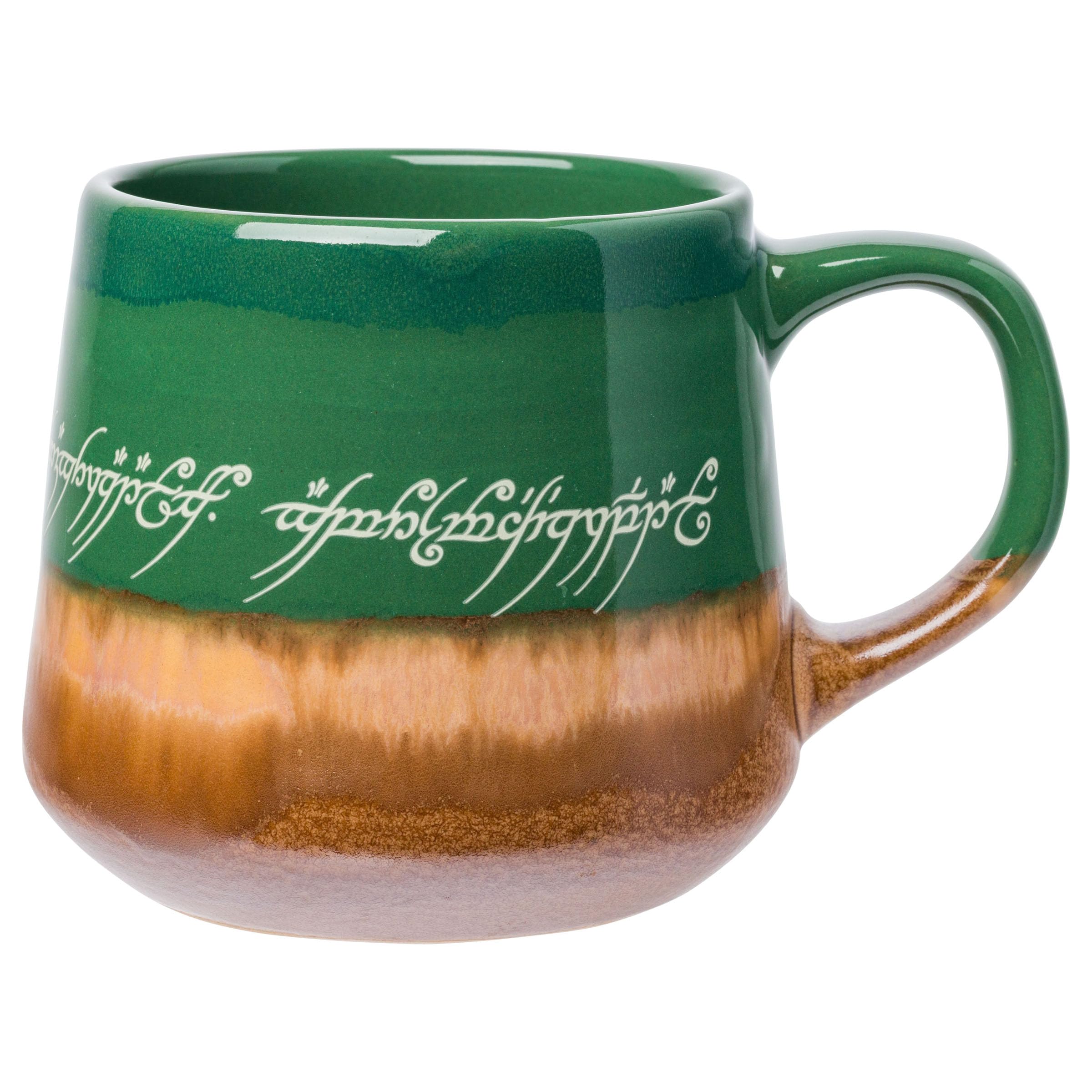 Silver Buffalo Lord of The Rings Elven Text High Gloss Reactive Glaze Tapered Pottery Mug,14 Ounces
