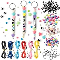 WATINC 286Pcs DIY Keychain Making Craft Kits, Black and White Letter Square Beads for Bracelets Key Ring, Make Your Own Jewelry Making Kit Accessories Festival Favor for Women Men