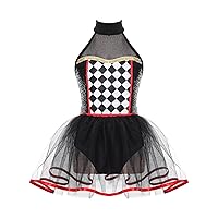 TiaoBug Kids Girls Circus Clown Costume Race Car Driver Fancy Dress Up Halloween Cosplay Costume Sequins Dance Dress