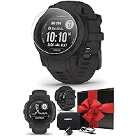 Garmin Instinct 2S (Graphite) Rugged GPS Smartwatch Gift Box Bundle - 24/7 Health Monitoring, Tough & Durable, Sports Apps - Includes PlayBetter Screen Protectors, Wall Adapter & Hard Case