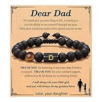 UNGENT THEM Natural Stone Initial Bracelet for Son, Dad, Boys, Gradution Birthday Christmas Valentines Day Fathers' Day Gifts for Men Teens