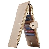Travelambo Womens Wallet RFID Blocking Bifold Multi Card Case Wallet with Zipper Pocket Crosshatch (Gold Champagne 3310F)