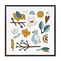 Sylvie Spring Morning Framed Canvas Wall Art by Myriam Van Neste, 24x24 Walnut Brown, Whimsical Forest Art for Wall