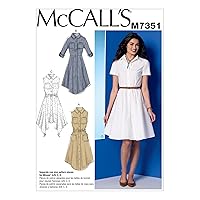 McCall's Patterns M7351 Misses' Shirtdresses with Pockets and Belt, Size E5 (14-16-18-20-22)