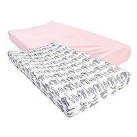 Hudson Baby Unisex Baby Cotton Changing Pad Cover, Pink Safari, One Size