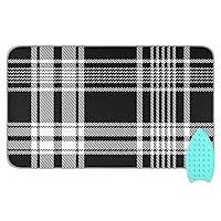 Black White Plaid Ironing Mat Portable Ironing Pad Blanket for Table Top Heat Resistant Ironing Board Cover with Silicone Pad for Dryer Washer Travel Iron Board Alternative Cover,47.2x27.6in