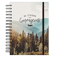 Christian Art Gifts Hardcover Journal, Be Strong and Courageous Jsohua 1:9 Bible Verse, Scenic Mountain Inspirational Wire Bound Spiral Notebook Elastic Closure Lined Pages w/Scripture, 7 x 8.5