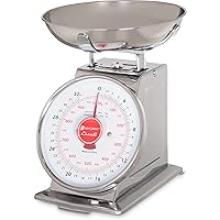 San Jamar Escali Promzr Mechanical Dial Scale with Bowl for Kitchens and Restaurants, Metal, 2 Pounds, Silver