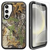 OTTARTAKS Compatible for Samsung Galaxy S24 Case with Screen Protector for Men Boy Camo Case [Military Grade Protection] Heavy Duty Shockproof Case 6.2inch, Camouflage