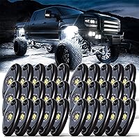 R1 White Rock Lights 30PCS High Power Underbody Pure White LED Rock Lights for Jeep Truck Offroad ATV UTV SUV Boat Waterproof Shockproof Solid White Rock Lights Underglow Trail TRAI Rig Light