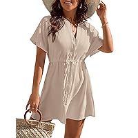 Blooming Jelly Women's Swimsuit Cover Ups Button Down Bathing Suit Coverups Bikini Beach Dress for Swimwear