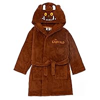 Gruffalo Kids Hooded Bathrobe | Woodland Animal Costume Dressing Gown in Brown | Cozy Story Book Fleece Loungewear Bathrobe