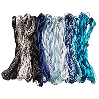 12 Skeins Blue Series Embroidery Silk Thread Floss Handmade Woven Threads for Embroidery Embellishment Craft Needlework