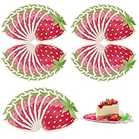 40PCS strawberry plates, disposable strawberry paper plates 7.1x9.1