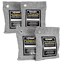 HIDBEA Activated Bamboo Charcoal Air Purifying Bags (4-Pack) Natural Deodorizer Odor Absorber Eliminator Remover for Home, Pets, Car, Closet, Shoes, 200g x 4, Grey