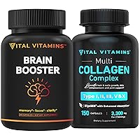 Vital Vitamins Brain Booster (30 ct) + Multi Collagen Pills (150 ct)