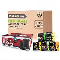 Hookah Coals and Flavors Set, 100 Woodbine Charcoal Discs and 5 Hydro Herbal Hookah Accessories Set
