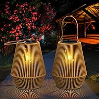 Solar Lanterns, KagoLing Solar Lanterns Outdoor Waterproof Solar Lights for Outside Hanging Solar Woven Lantern Solar Lamp Lights Decoration for Garden,Yard,Patio,Porch,Trees,Lawn,Pathway, 2 Pack