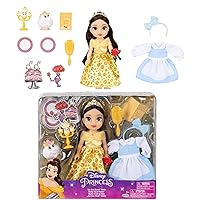 Belle Doll Be Our Guest Petite Belle Doll with Mrs. Potts & Lumiere, in Yellow Ball Gown and Blue Village Dress Fashions