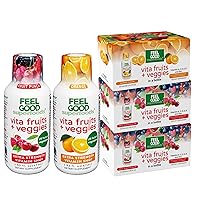 Vita Fruits and Veggies Immune Support Shot Supplements, 25 Organic Fruits and Veggies, Ready to Drink Immunity Booster, 10 Orange and 20 Fruit Punch, Combo Pack of 30