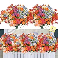 12 Pack Artificial Flowers for Outdoors UV Resistant Faux Silk Flowers, Plastic Plants Shrubs Greenery for Indoor Outside Home Office Wedding Window Box Porch Pots Decor (Assorted)