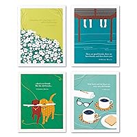 Compendium Positively Green 4-Pack of Friendship Cards – Best of Friends (Four Different Designs, One Card Each, with Envelopes)
