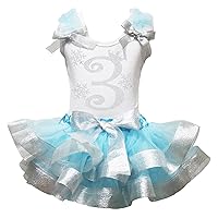 Petitebella Snowflake 1st to 6th White Shirt Blue Silver Petal Skirt Outfit