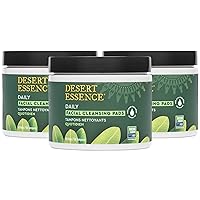 Desert Essence Tea Tree Oil Facial Cleansing Pads - 50 Count - Pack of 3 - Face Cleanser - Soothes & Calms Skin - Makeup Remover Pads - Removes Oil & Dirt - Great for Travel