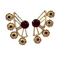 Antique Design Stud Earrings 18K Gold Plated Cubic Zircon Studded Latest Fancy Casual Ear Cuffs Modern Fashion Jewellery for Women and Girls