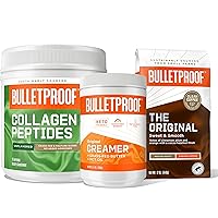 Bulletproof Coffee Recipe made easy by bundling and saving, The Original Medium Roast Ground Coffee, Grass-fed Collagen Protein, and Keto Creamer made of ghee and powdered MCT oil.