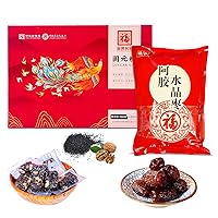 FU PAI E JIAO Colla Corii Asini Tonic Gift Pack, China Healthy Food, Includes one box of Ejiao Cake (360g) and one bag of Ejiao Crystal Dates (320g)