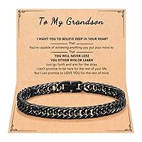PINKDODO Stainless Steel Cuban Link Chain Bracelets for Men Teenage Teen Boys Gift ideas for Son Grandson Husband Boyfriend Brother Birthday Christmas Anniversary Valentines Day Graduation Gifts
